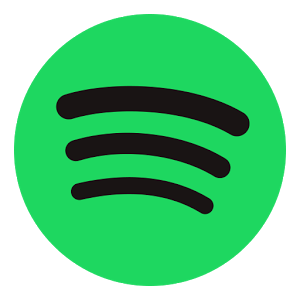 Spotify logo with green circle with three diagonal black curved stripes