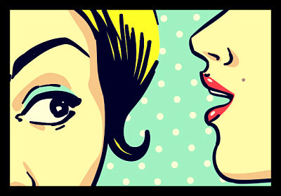 Illustration of one person speaking to another