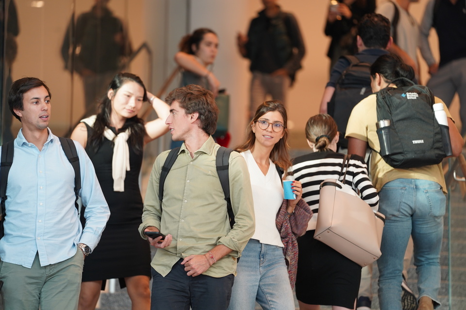 Students on the Manhattanville campus of Columbia Business School