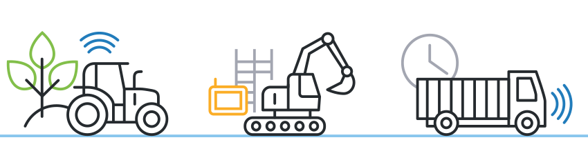 Tractor, digger, and truck icons