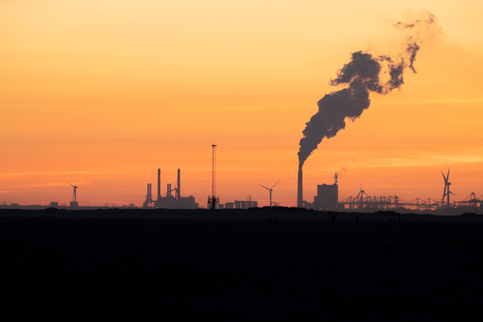 A factory with smoke